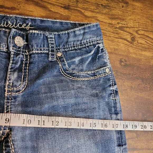 Maurices Jeans Size 8 Low Rise Capri Thick Stitch Medium Light Wash Stretch - Picture 6 of 10